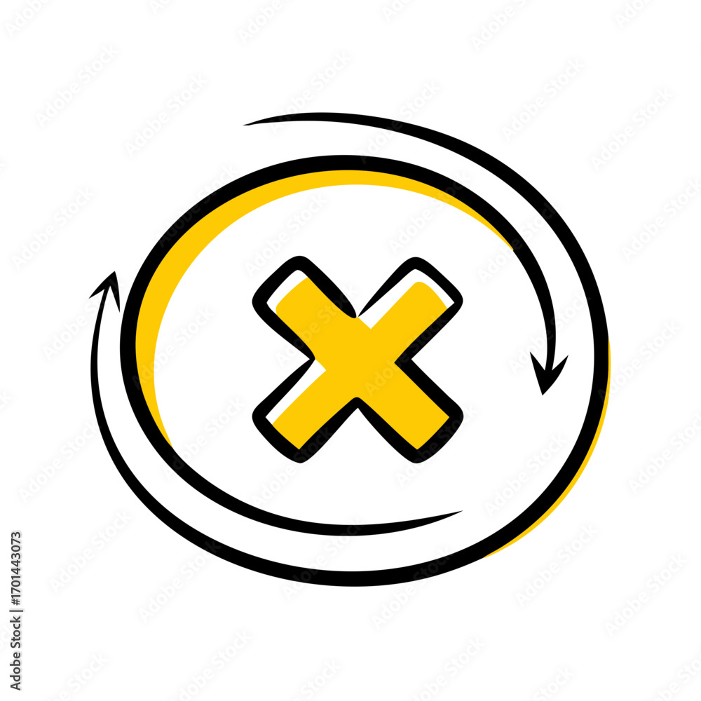 Fototapeta premium Circle Cancel Button with Cross hand drawing icon for web and graphic design