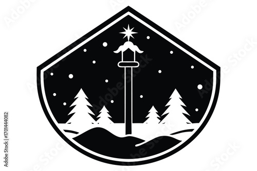 north pole sign silhouette vector art icon