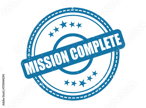 Mission Complete Rubber Stamp Seal with a Star Border