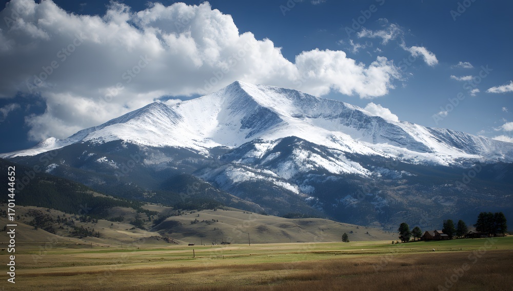 Fototapeta premium Majestic Mountain Range Peaks Under Cloudy Heavens