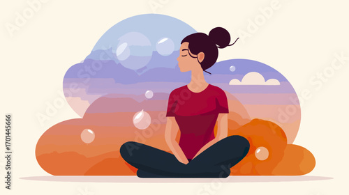 Woman meditating outdoors