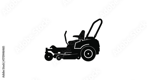 a simple black silhouette of a lawn mower on white