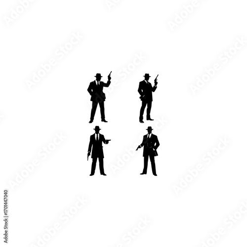 Mafia silhouette vector set 