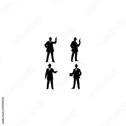 Mafia silhouette vector set 