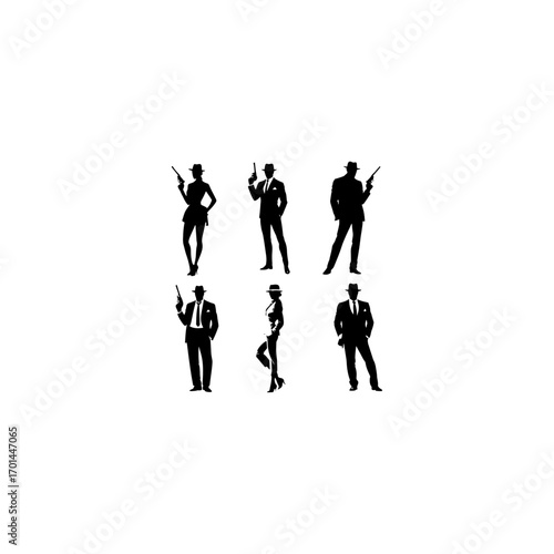 Mafia silhouette vector set 