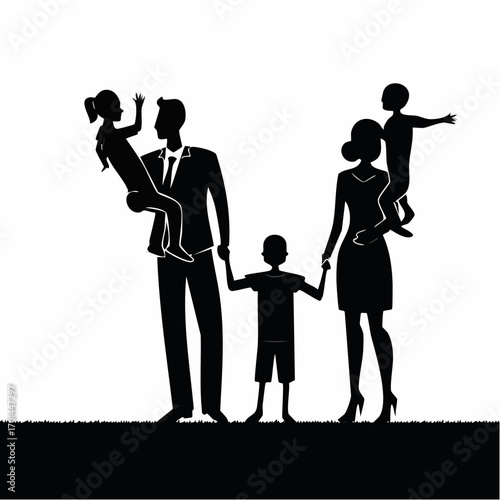 Family Silhouette: A minimalist silhouette portrays a loving family, emphasizing unity and familial bonds with simple yet impactful visuals.
