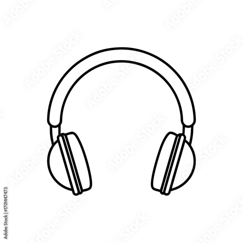 Outline drawing of headphones set on transparent background