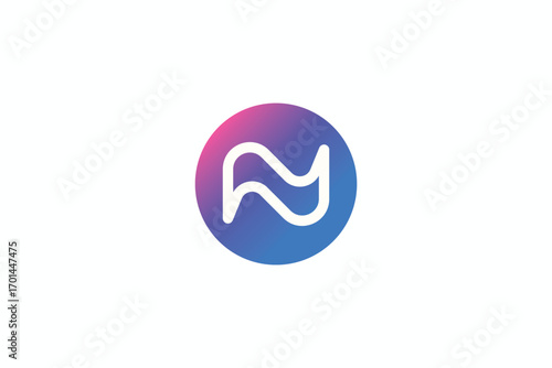 Abstract Letter N Gradient Logo Design