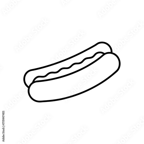 Outline drawing of a hot dog bun on transparent background