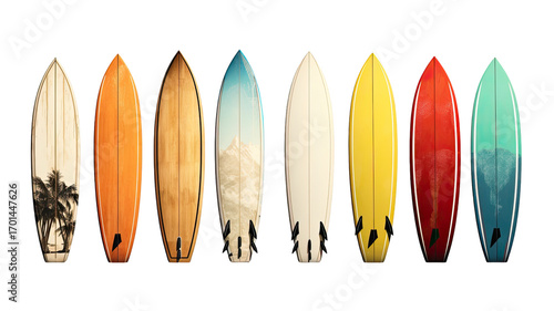 Realistic surfboard on the beach illustration on white background