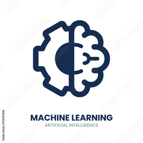 Machine learning icon. ai, algorithm, data, model, neural, training, automation, intelligence, analytics. Vector Icon Illustration