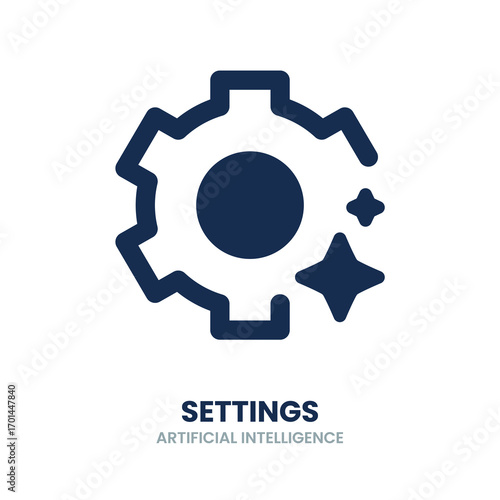 Settings icon. gear, configuration, tools, options, adjustment, control, preferences, system, interface. Vector Icon Illustration