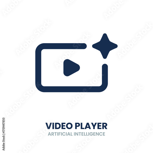 Video player icon. video, play, media, film, clip, recording, digital, movie, streaming, entertainment. Vector Icon Illustration