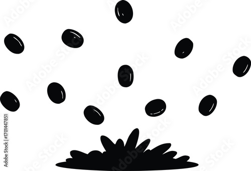 gold coins fall from the sky silhouette vector illustration
