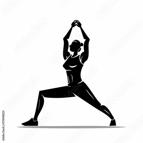 Zenith of Wellness: A minimalist illustration captures the essence of a woman's yoga pose, a silhouette of serenity and strength. Embracing the art of balance and spiritual well-being.