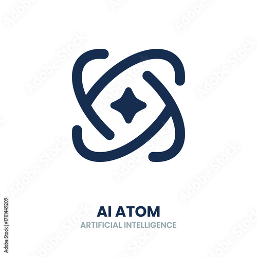 AI Atom. ai, atom, artificial, intelligence, neural, molecule, science, technology, digital, innovation. Vector Icon Illustration
