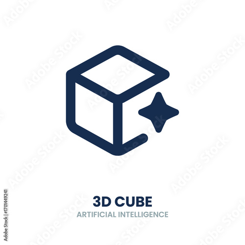 3D cube icon. 3d, generate, render, object, model, design, virtual, dimension, geometry, creation. Vector Icon Illustration