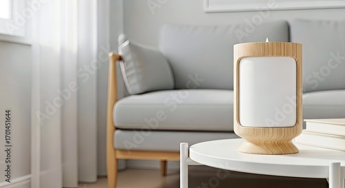 Wallpaper Mural Nordic Light Wood Candle Holder Mockup in a Serene Interior Setting Torontodigital.ca