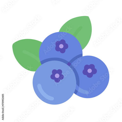 Three blueberries with leaves