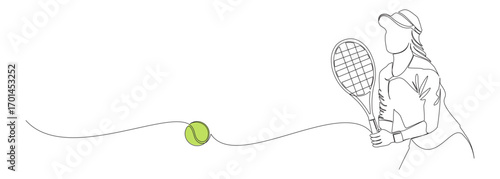 continuous line drawing of a female tennis player vector illustration 5