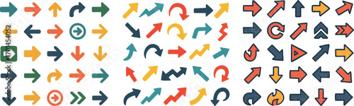 Vibrant diverse arrow icons for navigation, UI/UX.