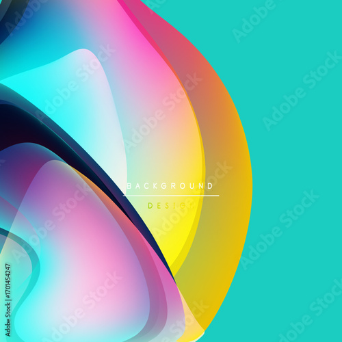 Abstract colorful shapes overlap, creating dynamic visual effect. Bright gradients, smooth transitions define modern design.