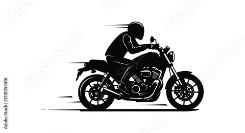 a biker riding swiftly on sleek motorcycle silhouette