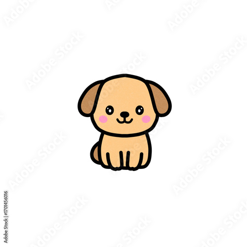 Cute cartoon dog holding a bone illustration