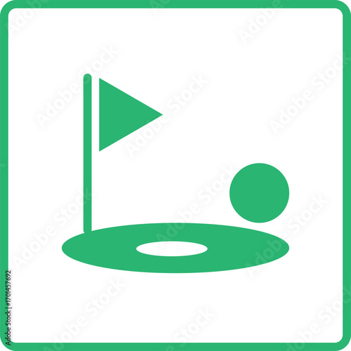 Vector illustration of a golf ball with a flag