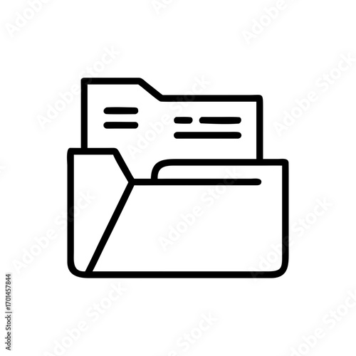 Minimalist Line Icon Representing Digital File Storage and Document Organization