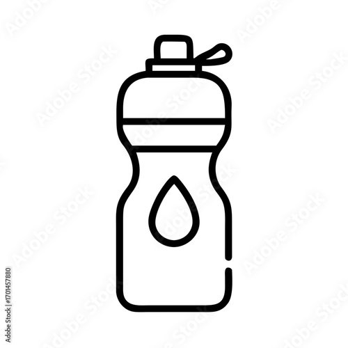 Minimalist outline illustration of a reusable water bottle for hydration