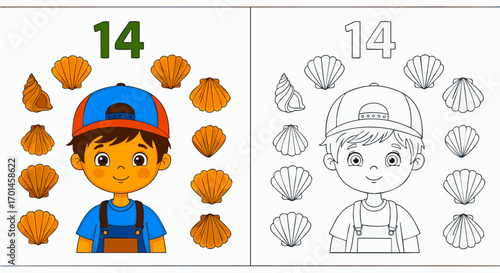 Preschool Counting Activity Color and Learn with Seashells