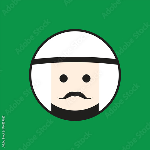 Arabian man whiskers with Turban logo. Arabian man logo vector line  potrait colorful design with dark background. Abstract graphic illustration. Simple Modern template logo.
