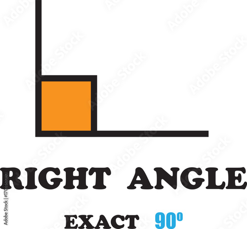 Mathematics Right Angle  - Exact 90 degrees (90°). 