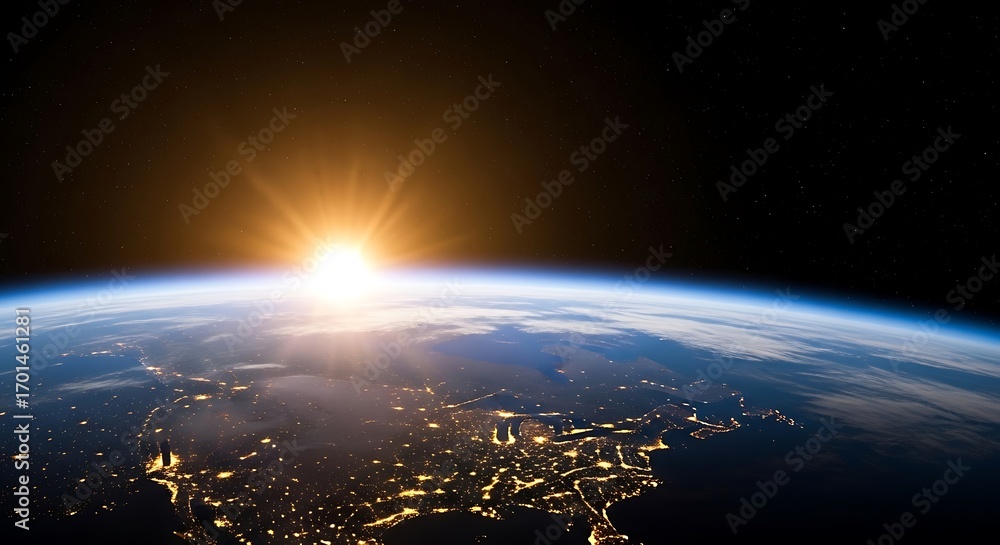 Obraz premium Earth Sunrise From Space.