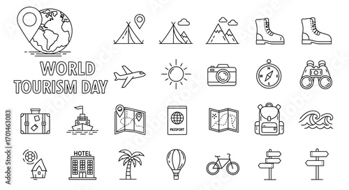 Collection of Black and White Reading and Writing Icons