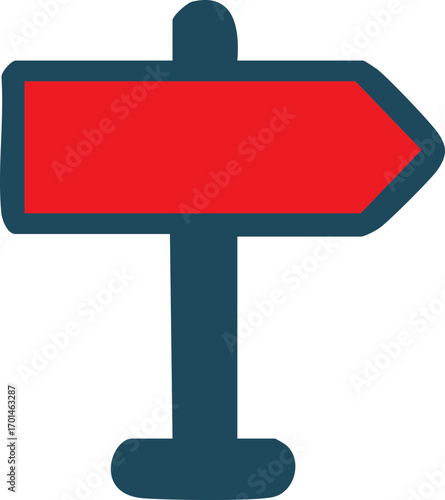 Simple red arrow signpost icon for direction or choice.