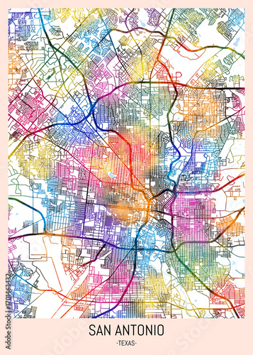 Wallpaper Mural San Antonio USA City Map. city background, abstract city printable, city travel, city banner, modern city, city background, abstract watercolor, abstract paint, urban background Torontodigital.ca