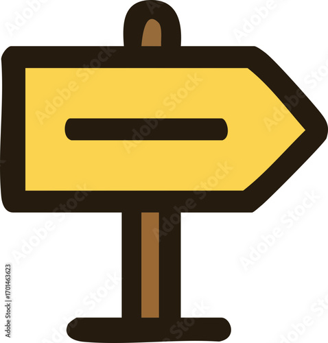 Simple icon of a yellow arrow signpost pointing right.