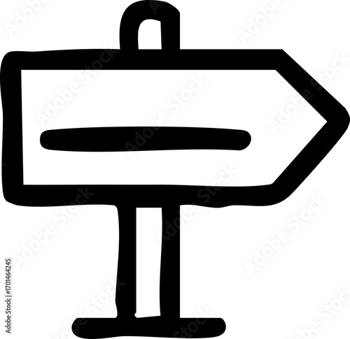Hand-drawn right arrow signpost icon for direction.