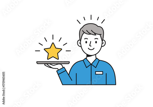 Customer service excellence a star employee delivering outstanding service and recognition