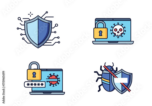 Digital security concepts representing cyber protection against online threats and malicious attacks