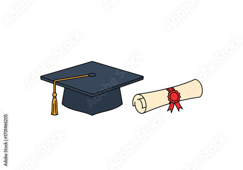 Academic graduation cap and diploma a symbol of achievement and future success