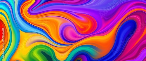 Vibrant, swirling abstract shapes in bold colors,  explosion,  happy