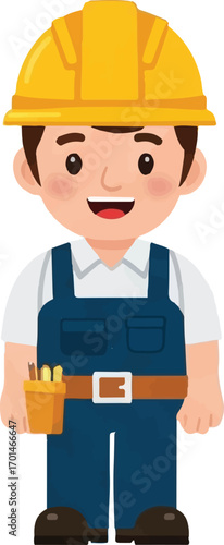 Happy Construction Worker Vector Illustration