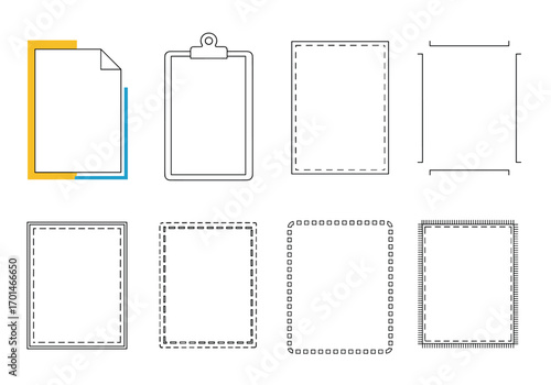 Collection of decorative rectangular and square border designs for graphic layouts