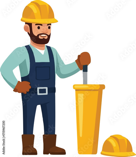 Cartoon Constructor Vector Illustration of a Construction Worker