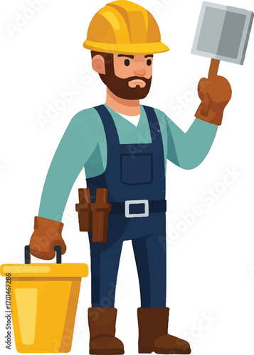 Construction worker character vector illustration art