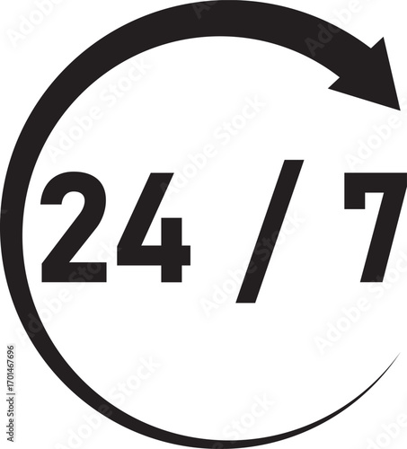 24/7 service vector icon