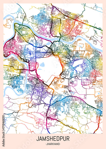 Wallpaper Mural Jamshedpur Jharkhand City Map. city background, abstract city printable, city travel, city banner, modern city, city background, abstract watercolor, abstract paint, urban background Torontodigital.ca